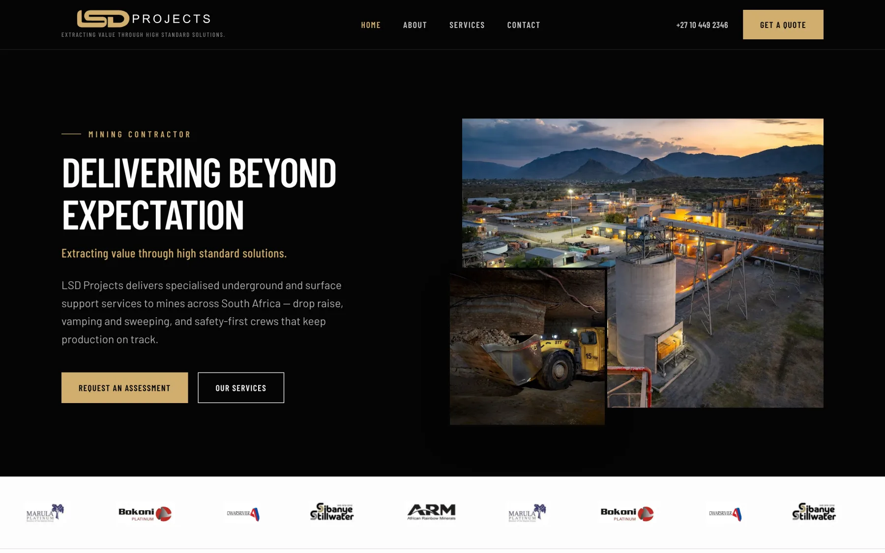 LSD Projects mining contractor website designed and built by Paint Digital Studio