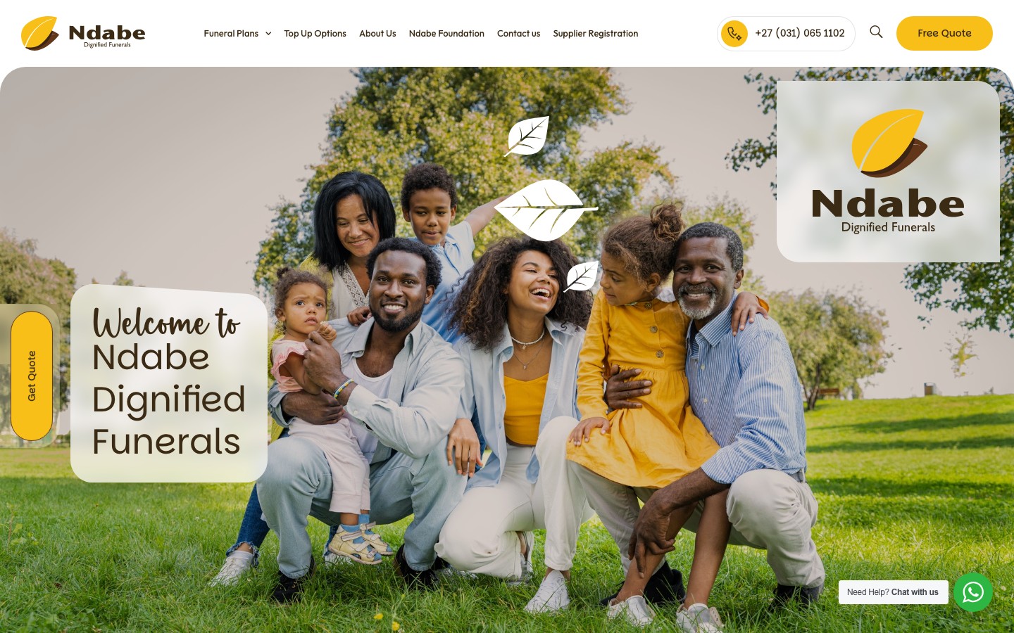 Ndabe Dignified Funerals website designed and built by Paint Digital Studio
